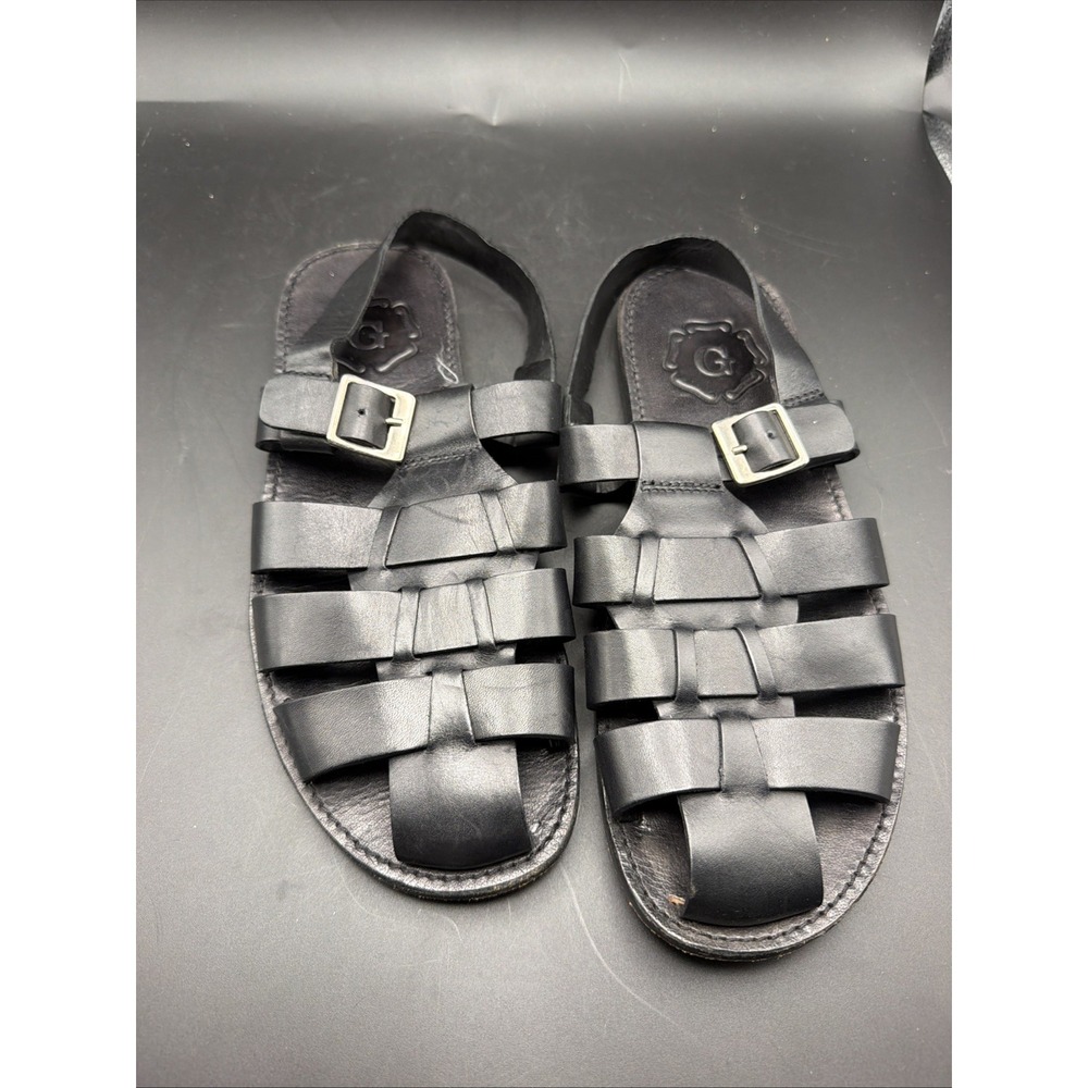 Grenson Men's UK 8 US 9 Black Leather Fisherman Sandals England 112243